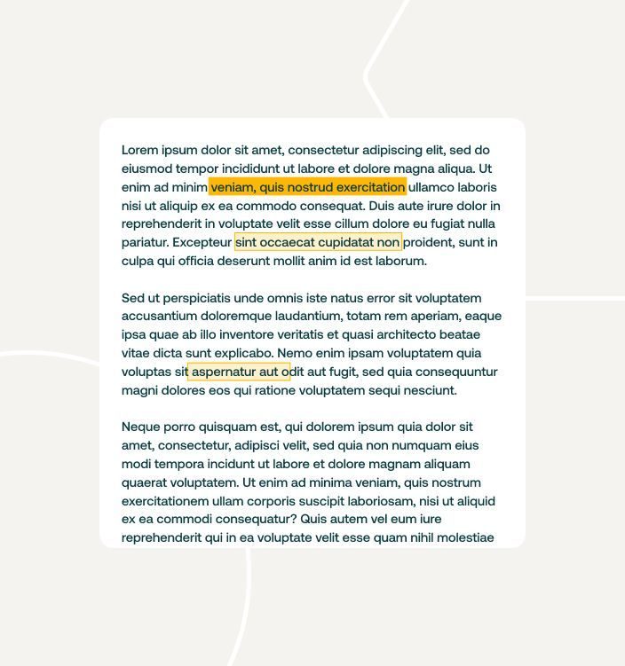demonstration of content scanner results highlighting issues