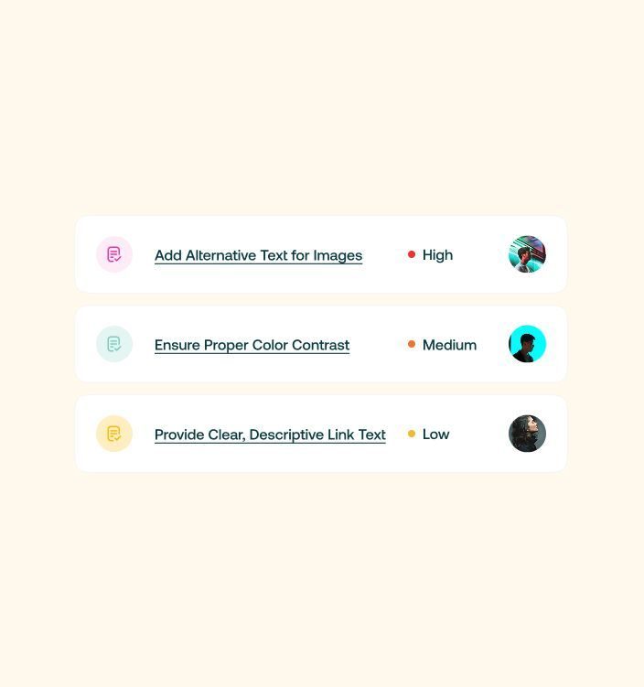 Demonstration of accessibility tasks and their priority