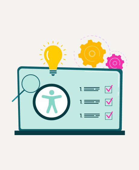 Graphic showing checklist with human figure icon